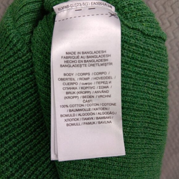 LAUREN RALPH LAUREN Waffle Knit Hoodie Women's L Green Sweater Pullover Cotton - Picture 5 of 5